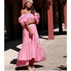 H&M Pink Off-Shoulder Maxi Dress